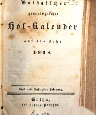 Gothaischer genealogischer Hof-Kalender : auf das Jahr .... 75. 1838