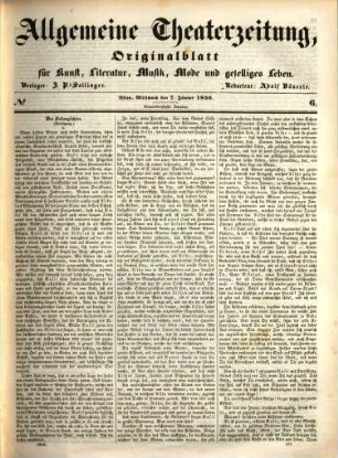 Allgemeine Theaterzeitung : Originalblatt für Kunst, Literatur, Musik, Mode und geselliges Leben. 1846,[1] = Jg. 39