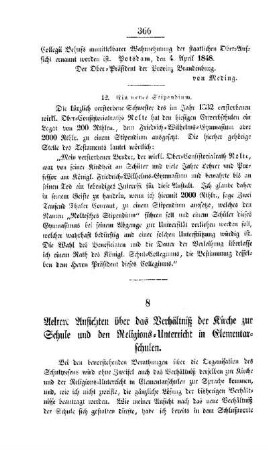 Aeltere Ansichten über das Verhältniß der Kirche zur Schule und den Religions-Unterricht in Elementarschulen