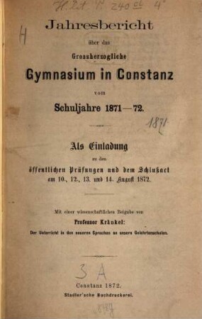 Jahresbericht : für das Schuljahr .... 1871/72
