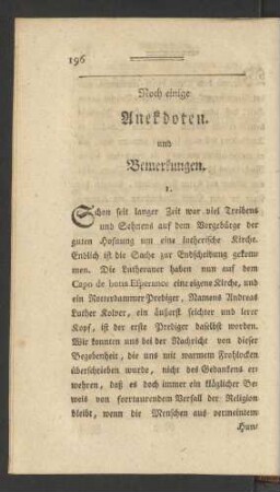 Noch einige Anekdoten und Bemerkungen
