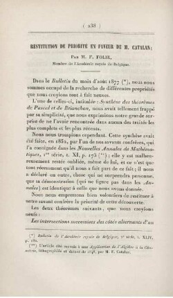Restitution de priorité en faveur de M. Catalan.