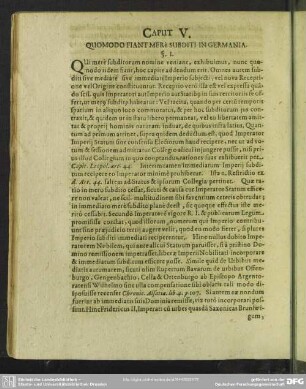 Caput V. Quomodo Fiant Mer e Subditi In Germania