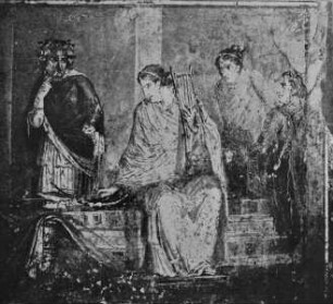Pompejanisches Wandbild mit Darstellung einer Lyraspielerin