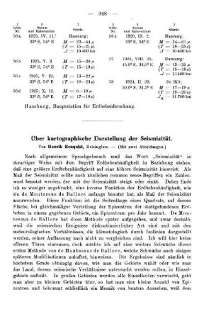 Über kartographische Darstellung der Seismizität