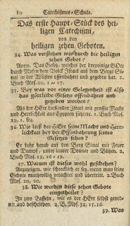 Das erste Haupt-Stück des heiligen Catechismi, von den heiligen zehen Geboten
