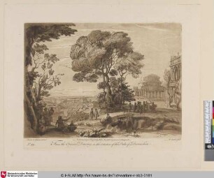 [Landschaft mit dem Tempel des Apollo und Opferzug.; A Landscape, with a Procession to the Temple of Apollo, in the Island of Delos.]