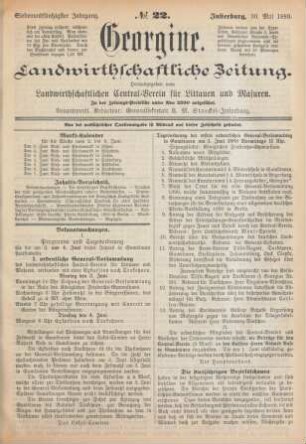 Siebenundfünfzigster Jahrgang. No. 22. Insterburg, 30. Mai 1889.