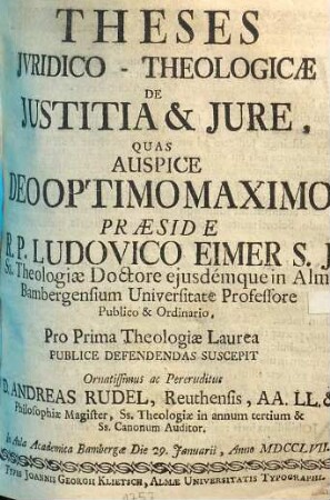 Theses juridico-theologicae de justitia & jure