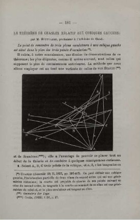 LE THÉORÈME DE CHASLES RELATIF AUX CUBIQUES GAUCHES.