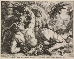 Der Drache verschlingt die Gefährten des Kadmos