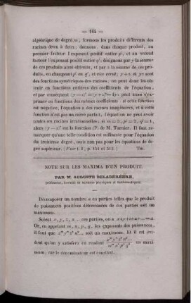 Note sur les maxima d´un produit.
