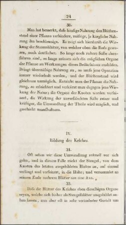IV. Bildung des Kelches. / IV. Formation du Calice.