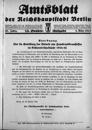 13. Sonderausgabe, 4. März 1941