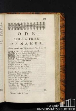 Ode sur la prise de namur.