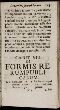 Caput VIII. De Formis Rerumpublicarum.
