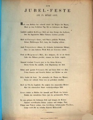 Zum Jubel-Feste am 15. März 1857