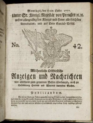No. 42. Montags, den 20ten Octbr. 1777.