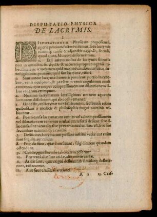 Disputatio Physica De Lacrymis.