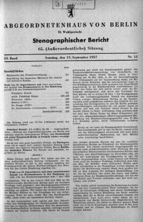Nr. 15 (65), 15. September 1957