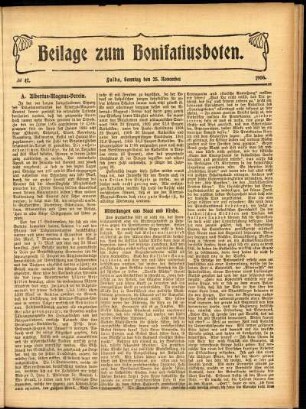 Zweite Ausgabe vom Sonntag, den 25. November 1906.