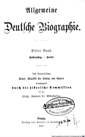 Allgemeine Deutsche Biographie, 11. Hassenpflug - Hensel