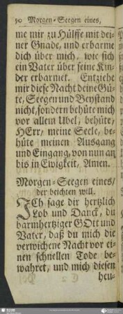 Morgen-Seegen eines, der beichten will