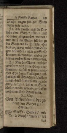 XII. Cap. Von Beforderung der gerichtlichen Sachen zur Endschafft.