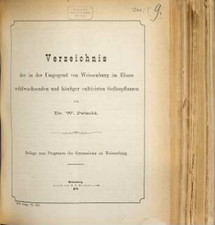 Programm des Gymnasiums zu Weissenburg i.E. : für d. Schuljahr ..., 1878/79