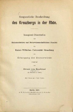 Geognostische Beschreibung des Kreuzbergs in der Rhön