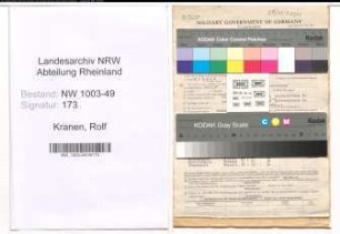 Entnazifizierung Rolf Kranen , geb. 30.07.1921 ()