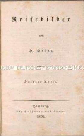 Erste Ausgabe der literarischen Reisebeschreibungen von Heinrich Heine, Bd. 1