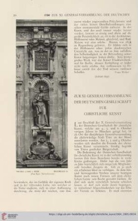 Zur XI. Generalversammlung der Deutschen Gesellschaft für Christliche Kunst