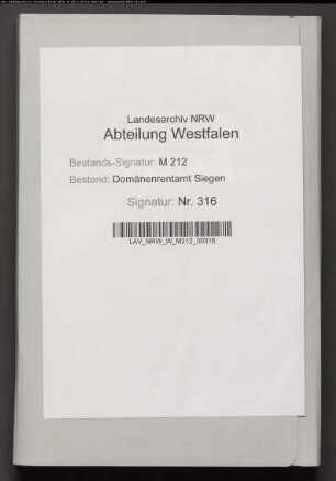 Akten über den Domänen-Etat 1823-1825 des Rentamts Siegen