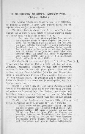E. Ausschmückung der Kirchen. Kirchliches Leben. (Jüdischer Kultus.)