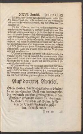 Auff den xxvi. Artickel.