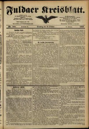Ausgabe vom Dienstag, den 19. Oktober 1909.