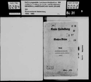 Unterhaltung der Kreisstraßen und Kreiswege im Kreis Heidelberg (Heft I)