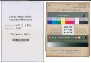 Entnazifizierung Heinz Steinmann , geb. 08.08.1920 (Polizeibeamter)