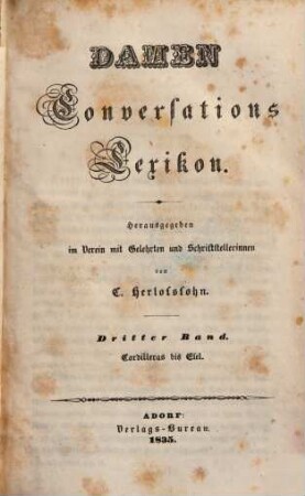 Damen-Conversations-Lexikon, 3. Cordilleras bis Esel