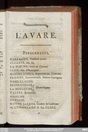 L'Avare.