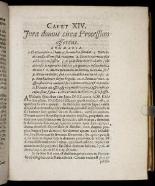 Caput XIV. Jura domus circa Processum afferens.