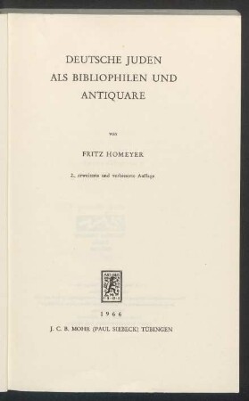 Deutsche Juden als Bibliophilen und Antiquare