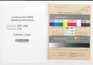 Entnazifizierung Peter Dahmen , geb. 15.06.1896 (Polizeibeamter)