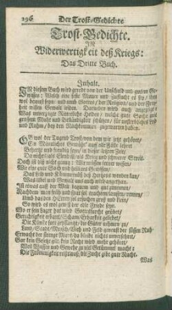 Trost-Gedichte. In Widerwertigkeit deß Kriegs: Das Dritte Buch.