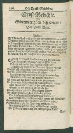 Trost-Gedichte. In Widerwertigkeit deß Kriegs: Das Dritte Buch.