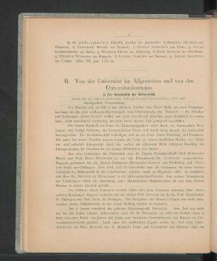 II. Von der Universität im Allgemeinen und von den Universitätsinstituten.