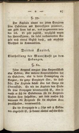 Drittes Kapitel. Eintheilung der Mannschaft zu den Uebungen