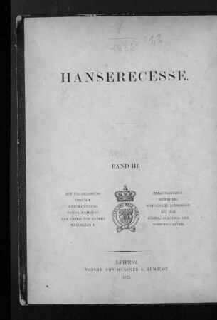 [Abth. 1], Bd. 3: Die Recesse und andere Akten der Hansetage von 1256 - 1430