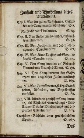 Innhalt und Eintheilung dieses Tractätleins.